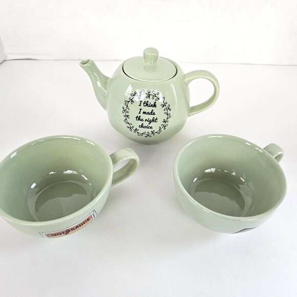 The Office Dunder Mifflin Jim’s Gift To Pam Ceramic Teapot 5x 6” 2 Tea Cups NWOB - Picture 3 of 13